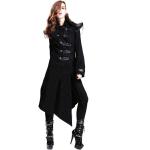 Schwarze Gothic Damenmäntel aus Baumwolle Größe XL für den für den Herbst 