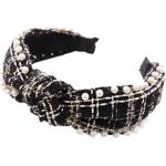 Schwarze Vintage Haarreifen mit Perlen für Damen für Partys 