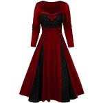 Rote Gothic Langärmelige V-Ausschnitt Kurze Abendkleider mit Totenkopfmotiv aus Chiffon für Damen Übergrößen für Brautjungfern für den für den Sommer 