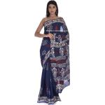 Blaue Saris aus Baumwolle für Damen 