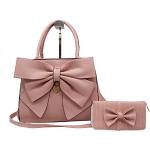 Rosa Handtaschen Sets mit Reißverschluss aus Kunstleder für Damen 