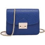 Blaue Vegane Kleine Handtaschen mit Reißverschluss aus Kunstleder mit Handyfach für Damen für Partys 