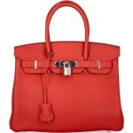 Rote Unifarbene Hermès Lederhandtaschen mit Reißverschluss aus Leder mit Innentaschen für Damen 