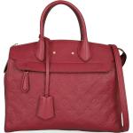 Burgundfarbene Unifarbene Louis Vuitton Lederhandtaschen mit Reißverschluss aus Leder mit Innentaschen für Damen 