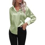 Hellgrüne Business Langärmelige Tunika-Blusen aus Seide für Damen Größe L für den für den Frühling 