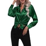 Hellgrüne Sexy Langärmelige Tunika-Blusen aus Seide für Damen Größe XXL 