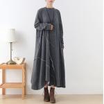 Rundhals-Ausschnitt Kleider A-Linie aus Baumwolle für Damen Einheitsgröße für den für den Herbst 