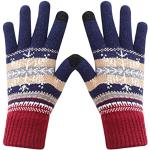 Marineblaue Fingerhandschuhe mit Weihnachts-Motiv für Damen Einheitsgröße Weihnachten für den für den Winter 