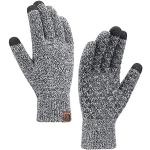 Reduzierte Graue Strick-Handschuhe für Damen Einheitsgröße für den für den Winter 