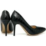 Schwarze Elegante Spitze Pfennigabsatz High Heels & Stiletto-Pumps ohne Verschluss für Damen 