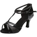 Schwarze Elegante Plateauabsatz Salsa Schuhe mit Glitzer mit Riemchen aus Lammfell atmungsaktiv für Damen Größe 41 für den für den Sommer 