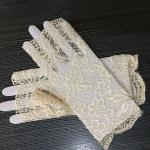 Schwarze Blumenmuster Fingerlose Handschuhe & Halbfinger-Handschuhe für Damen Größe M 