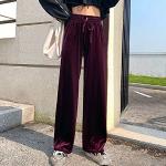 Violette Elegante Palazzo-Hosen aus Samt für Damen Größe XL für den für den Herbst 