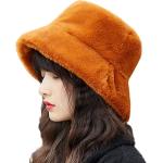 Orange Fischerhüte aus Kunstfell 58 für Damen Größe M für den für den Winter 