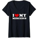 Schwarze Mercedes Benz Merchandise V-Ausschnitt T-Shirts mit Automotiv für Damen Größe S 