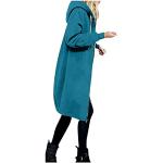 Blaue Sexy Atmungsaktive Winterjacken mit Reißverschluss mit Kapuze für Damen Größe L für den für den Winter 