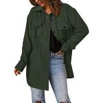 Grüne Vintage Midi V-Ausschnitt Hemdjacken mit Reißverschluss für Damen Größe XXL für den für den Herbst 