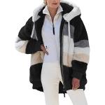 Schwarze Gesteppte Elegante Mini Stehkragen Fleecejacken mit Kapuze aus Fleece mit Kapuze für Damen Größe 5 XL Große Größen für den für den Winter 