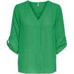 Grüne Casual 3/4-ärmelige Jacqueline de Yong V-Ausschnitt Hemdblusen mit Knopf aus Polyester für Damen für den für den Sommer 