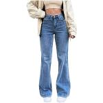 Hellblaue Animal-Print Vintage Jeans-Schlaghosen mit Reißverschluss aus Baumwolle für Damen Übergrößen für den für den Winter 