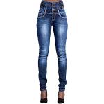 Marineblaue Unifarbene Slim Fit Jeans aus Denim für Damen Größe XXL für den für den Sommer 