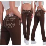 Braune Hüftjeans & Low Waist Jeans aus Baumwollmischung für Damen 