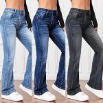 Schwarze Stretch-Jeans mit Reißverschluss aus Denim für Damen Größe XS 