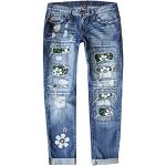Grüne Casual Ripped Jeans & Zerrissene Jeans aus Denim für Damen Größe M für Festivals 