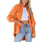 Orange Gesteppte Mini Fleecejacken mit Kapuze mit Knopf aus Fleece mit Kapuze für Damen Größe M Große Größen für den für den Herbst 