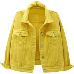 Gelbe Casual Atmungsaktive Maxi Übergangsjacken mit Knopf aus Baumwolle für Damen Übergrößen für den für den Herbst 