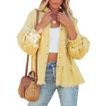 Gelbe Casual Übergangsjacken mit Knopf aus Baumwolle für Damen Größe XL für Partys für den für den Herbst 