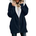 Marineblaue Teddyjacken & Teddy-Fleecejacken aus Fleece mit Kapuze für Damen Größe 3 XL 