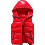 Rote Gesteppte Casual Mini V-Ausschnitt Strickjacken mit Kapuze mit Reißverschluss mit Kapuze für Damen Größe M Große Größen für den für den Herbst 