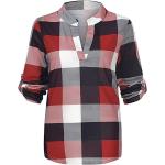 Rote Karo Oversize V-Ausschnitt Karierte Blusen für Damen Größe 5 XL für Partys für den für den Herbst 