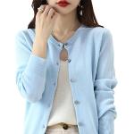 Reduzierte Himmelblaue Unifarbene Langärmelige Rundhals-Ausschnitt Kaschmir-Pullover aus Wolle maschinenwaschbar für Damen Größe XXL 