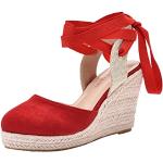 Rote Elegante Römersandalen & Gladiator Sandalen mit Strass mit Riemchen aus Kunstfell rutschfest für Damen Größe 38 für den für den Sommer 