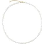 Reduzierte Weiße Elegante Perlenketten aus Gelbgold mit Echte Perle für Damen 