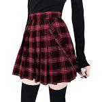 Schwarze Karo Skater Mini Faltenröcke mit Kettenverzierung aus Spitze für Damen Größe 5 XL für den für den Herbst 