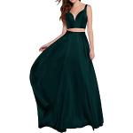 Cyanblaue Maxi V-Ausschnitt Lange Abendkleider aus Chiffon für Damen Größe M zum Abschlussball für den für den Winter 