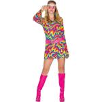Damen Kostüm Hippie Kleid 70er bunt Gürtel Karneval Fasching Gr. 36