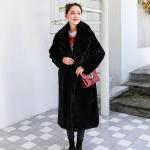 Schwarze Streetwear Maxi Ledermäntel aus Veloursleder maschinenwaschbar für Damen Größe XXL für den für den Winter 