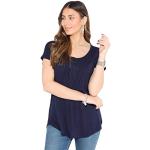 Marineblaue Kurzärmelige Krisp T-Shirts mit Knopf maschinenwaschbar für Damen Größe L 