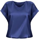 Hellblaue Gepunktete Oversize Kurzärmelige Stehkragen Transparente Blusen & durchsichtige Blusen aus Musselin für Damen Größe XXL für den für den Sommer 