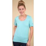 Reduzierte Hellblaue Kurzärmelige T-Shirts aus Viskose für Damen Größe S 