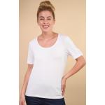 Reduzierte Weiße Kurzärmelige T-Shirts aus Viskose für Damen Größe M 