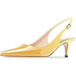 Gelbe Lack-Optik Elegante Karree Slingback Pumps in Normalweite aus Lackleder für Damen Größe 38 