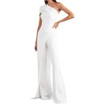 Weiße Elegante Langärmelige Maxi Abendkleider rückenfrei aus Chiffon für Damen Größe L zur Hochzeit für den für den Sommer 