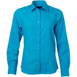 Damen Langarm Bluse "JN677" - James & Nicholson® turquoise L