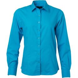 Damen Langarm Bluse "JN677" - James & Nicholson® turquoise XL