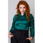 Dunkelgrüne Elegante Langärmelige Festliche Blusen aus Satin für Damen Größe M 